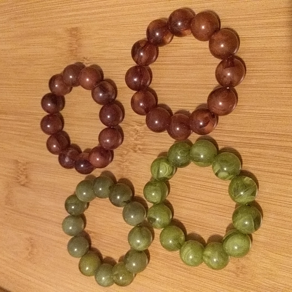Four Stretchy 15mm Bead Bracelets